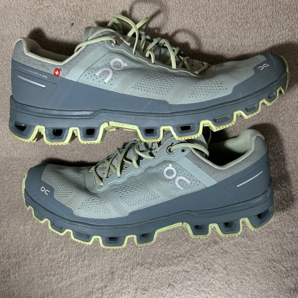 On Running Cloudventure Women's Trail Shoes Light Green Grey Size 9